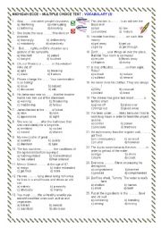 English Worksheet: MULTIPLE CHOICE QUESTIONS ECCE Vocabulary revision 3 - with KEY