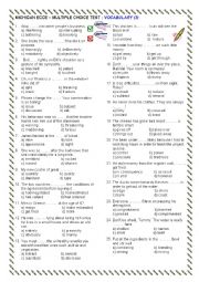 MULTIPLE CHOICE QUESTIONS ECCE Vocabulary revision 3 - with KEY