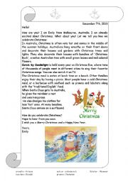 English Worksheet: Christmas in Australia