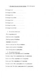 English Worksheet: Its Mine / Its Yours