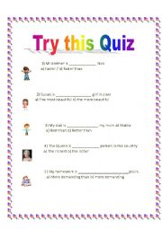 English Worksheet: comparative and superlative quiz