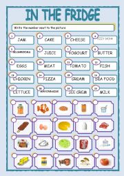 English Worksheet: IN THE FRIDGE