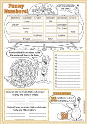 English Worksheet: Funny Numbers