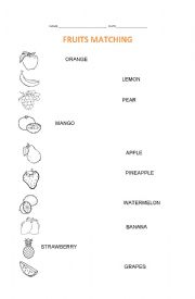 English Worksheet: Fruits Matching