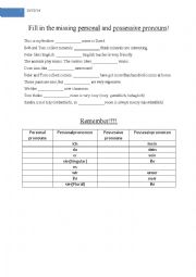 English Worksheet: Pronouns