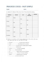 English Worksheet: PROGRESS CHECK