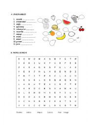 English Worksheet: Fruits 