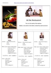 English Worksheet: At the restaurant