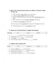 English Worksheet: Connectors