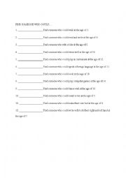 English Worksheet: Find Somebody Who Could