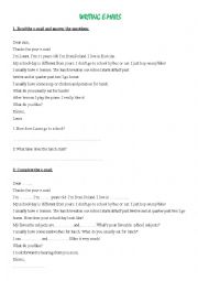 English Worksheet: WRITING E-MAILS