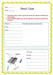 English Worksheet: Pencil Case