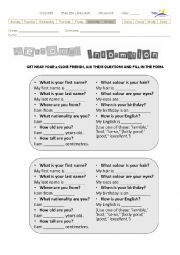 English Worksheet: Personal information