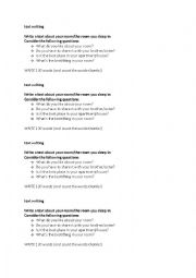 English Worksheet: writing task: room 
