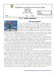 English Worksheet: The Media - 10th grade test