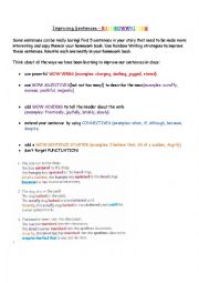 English Worksheet: Rainbow Writing - Improving Sentences
