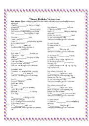 English Worksheet: Happy birthday