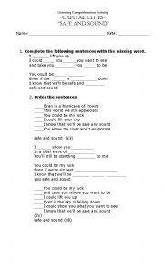 English Worksheet: Listening Comprehension - Listening to a Song