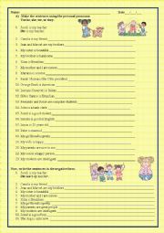 English Worksheet: PERSONAL PRONOUNS AND TO BE VERB