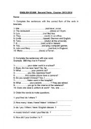 English Worksheet: exam beginner present simple