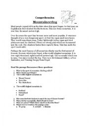 English Worksheet: comprehension