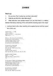 English Worksheet: zombie