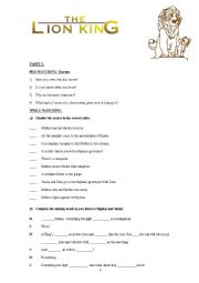 English Worksheet: Whole movie The Lion King 1 activities