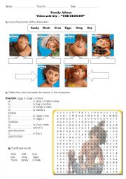 English Worksheet: Family - Video Activity - The Croods