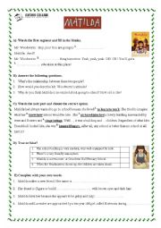 English Worksheet: Worksheet for film Matilda on Roald Dahl