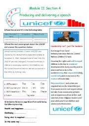 English Worksheet: Module 2 Section 4 Producing and Delivering a Speech