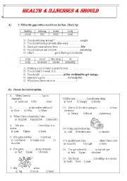 English Worksheet: Healt and illnesses