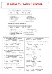 English Worksheet: weather, dates, be going to