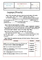 English Worksheet: Full Term Test n3 - 7th form 