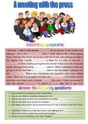 English Worksheet: A meeting with the press 