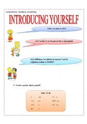 English Worksheet: INTRODUCING YOURSELF 