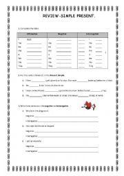 English Worksheet: REVIEW -SIMPLE PRESENT