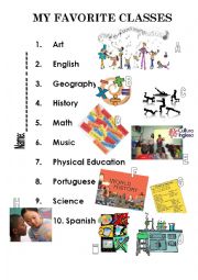 English Worksheet: School Subjects