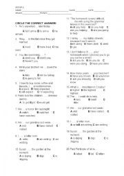 English Worksheet: tenses, 8th grade