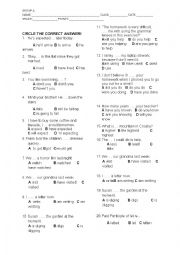 English Worksheet: tenses, 8th grade