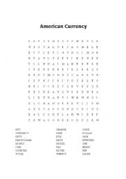 English Worksheet: American Currency Wordsearch