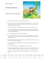 English Worksheet: Jack and the Beanstalk