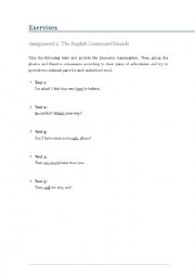 English Worksheet: Consonant sounds