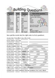 English Worksheet: Building questions - Word Order - Worksheet 