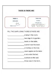 English Worksheet: There is -There are