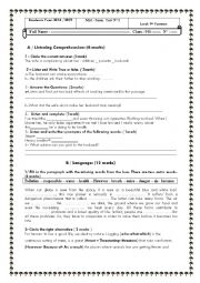 English Worksheet:  test