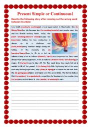 English Worksheet: Present simple or Continuous