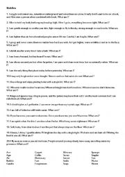 English Worksheet: Riddles (key included)