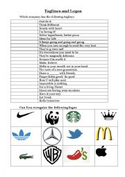 English Worksheet: taglines and logos