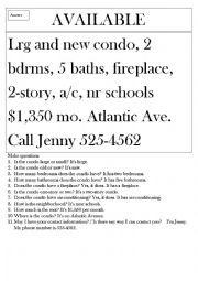 English Worksheet: Housing advertisement