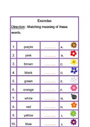 English Worksheet: colors